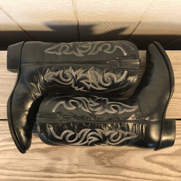 Dan Post Mens Black Leather Milwaukee Cowboy Western Boots Sz 10.5 EW DP2110R - Picture 6 of 13